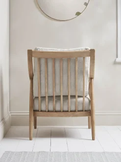 Curved Arm Mid Century Chair - Linen