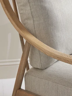 Curved Arm Mid Century Chair - Linen