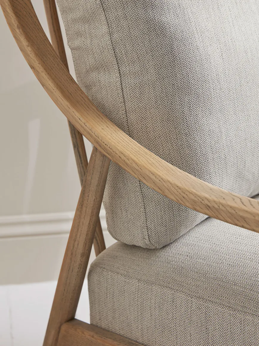 Curved Arm Mid Century Chair - Linen