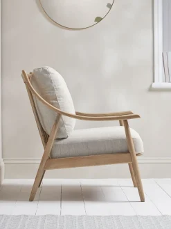 Curved Arm Mid Century Chair - Linen