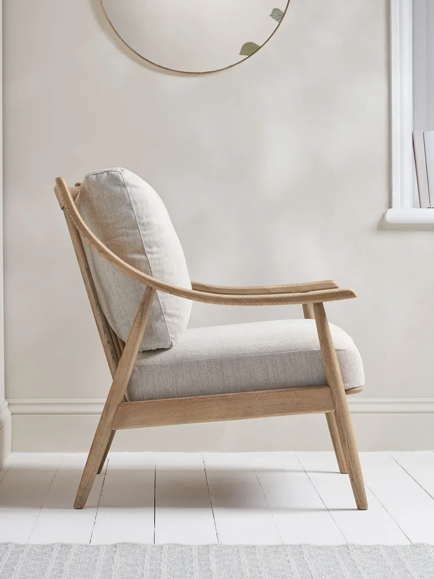 Curved Arm Mid Century Chair - Linen