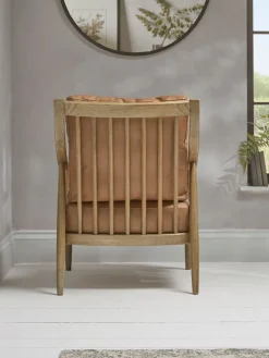 Curved Arm Mid Century Chair - Leather