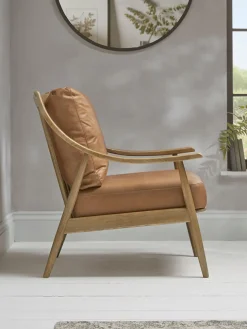 Curved Arm Mid Century Chair - Leather