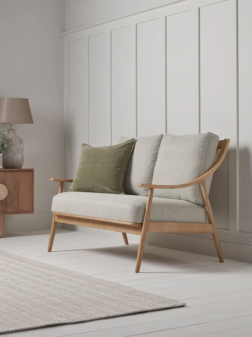 Curved Arm Mid Century Sofa - Linen