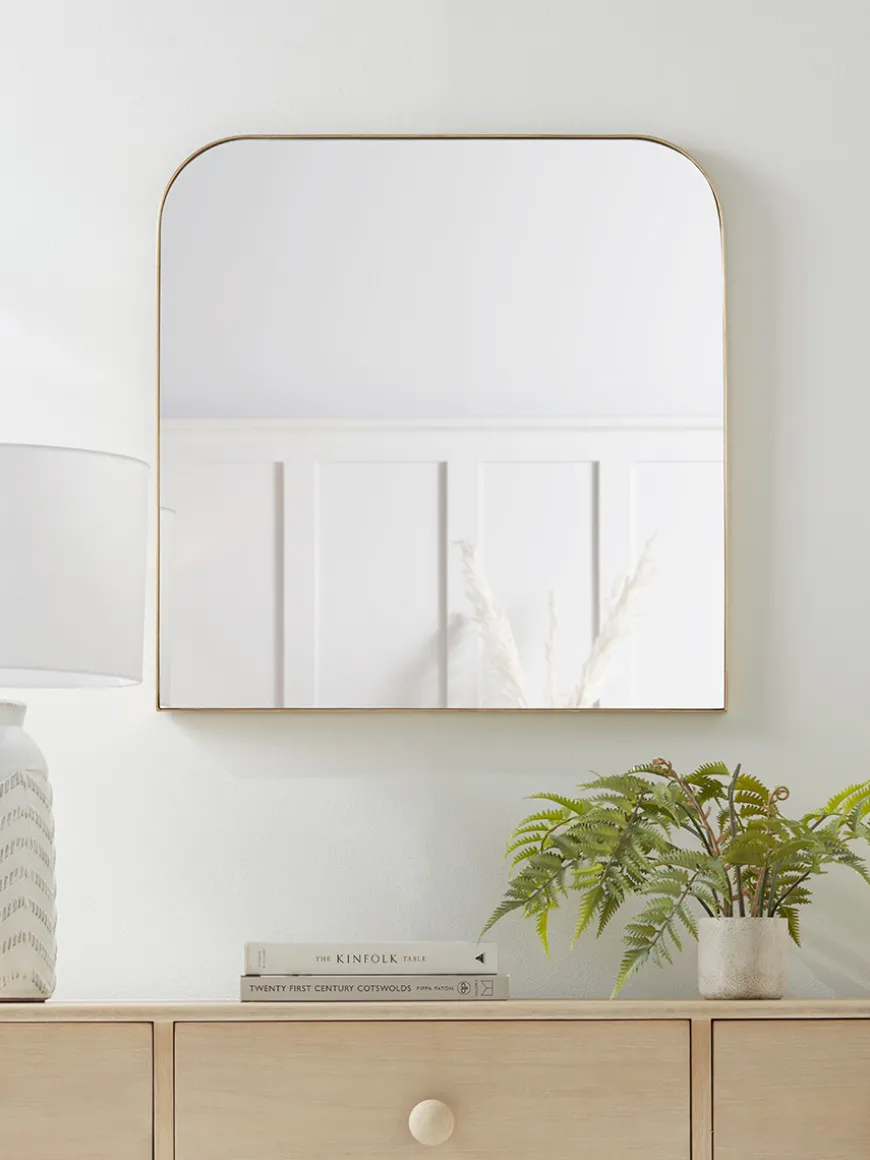 Curved Topped Wall Mirror - Brass