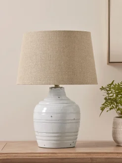 Distressed Whitewashed Table Lamp