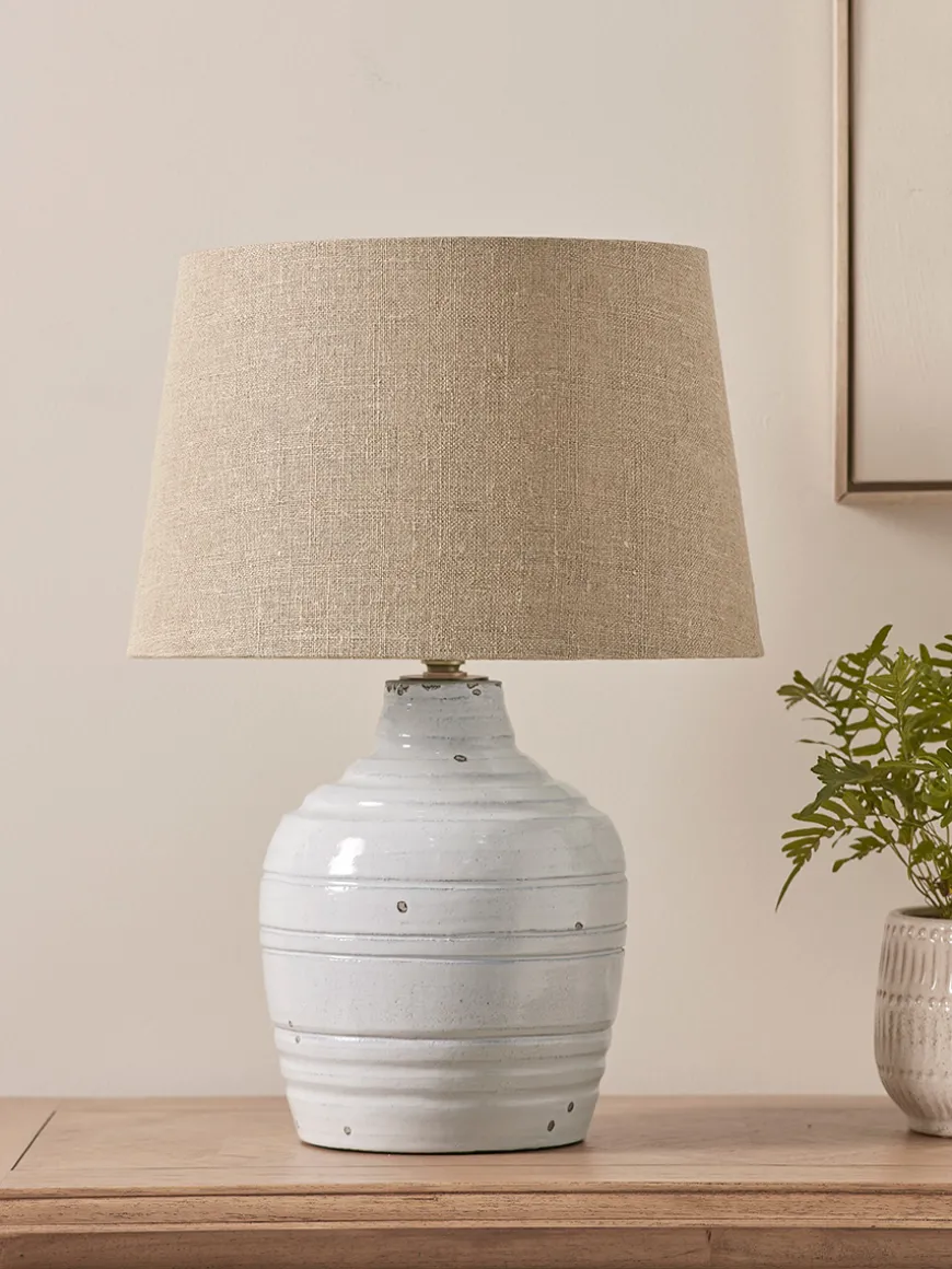 Distressed Whitewashed Table Lamp