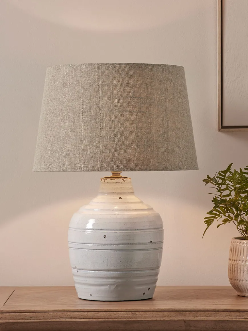 Distressed Whitewashed Table Lamp
