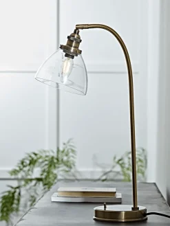 Domed Glass Desk Lamp - Brass