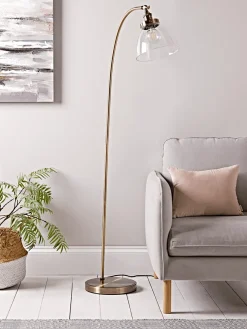Domed Glass Floor Lamp - Brass