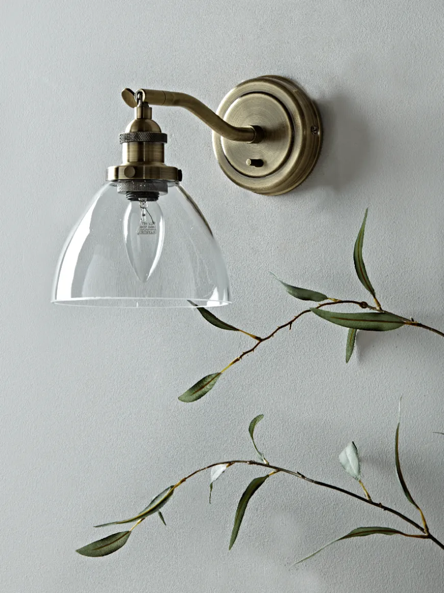 Domed Glass Wall Light - Brass