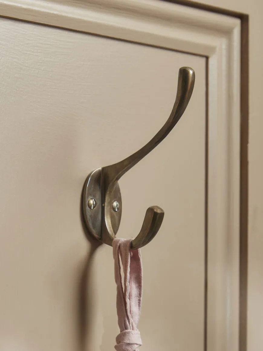 Double Coat Hook - Antique Brass
