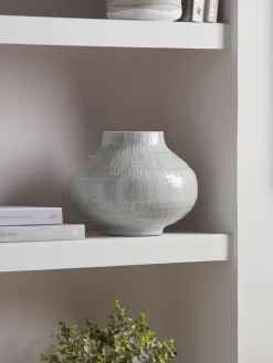 Etched Metal Vase - Grey