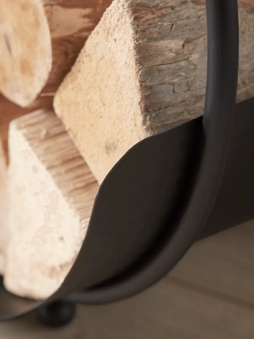 Faux Leather Handle Round Log Holder