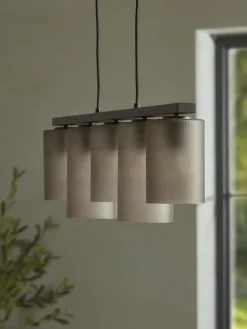 Five Ribbed Column Smoke Glass Pendant