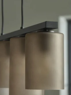 Five Ribbed Column Smoke Glass Pendant