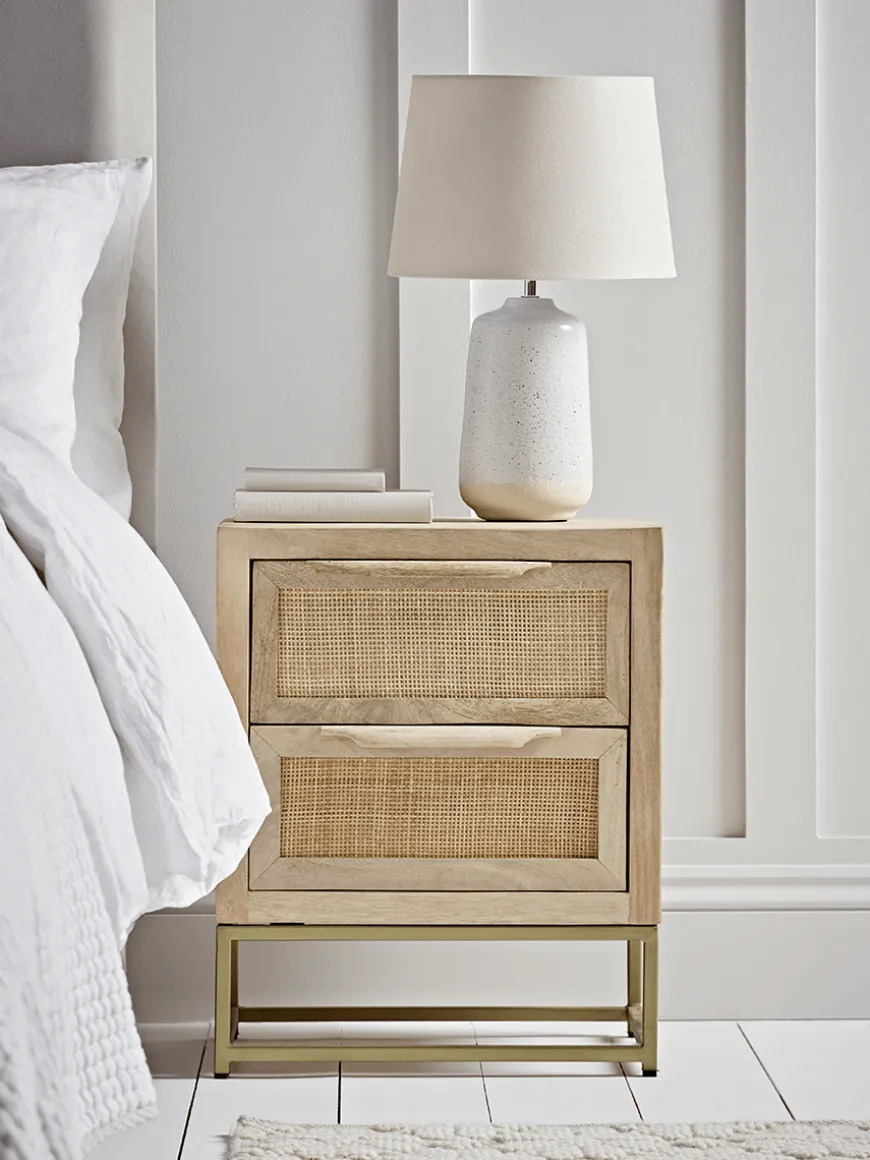 Flat Rattan Webbing Bedside Table