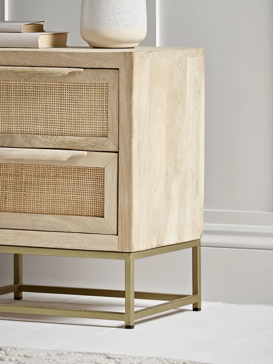 Flat Rattan Webbing Bedside Table