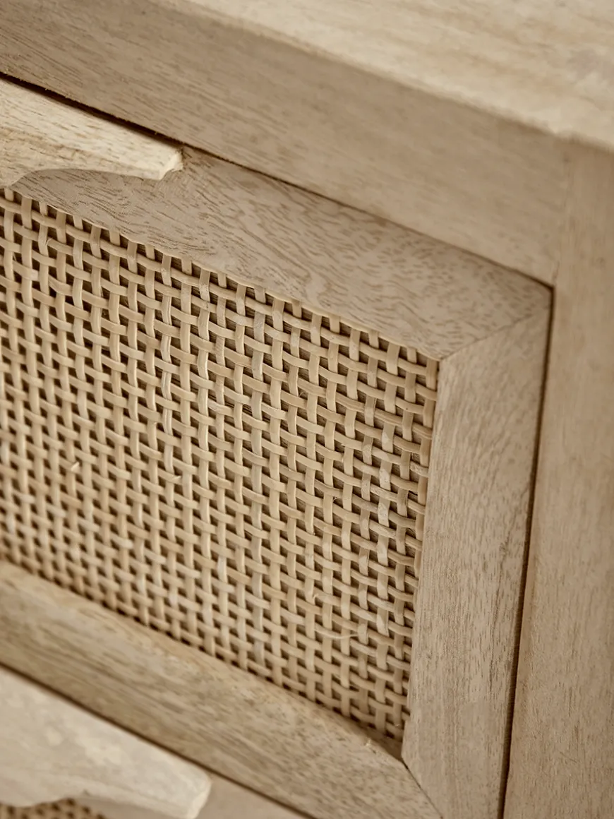 Flat Rattan Webbing Bedside Table