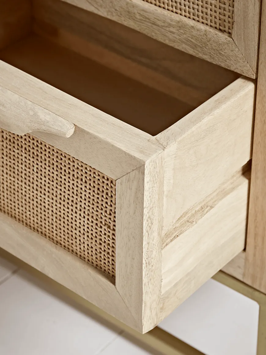 Flat Rattan Webbing Bedside Table