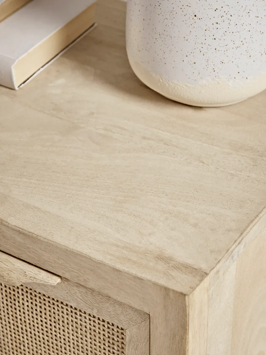 Flat Rattan Webbing Bedside Table