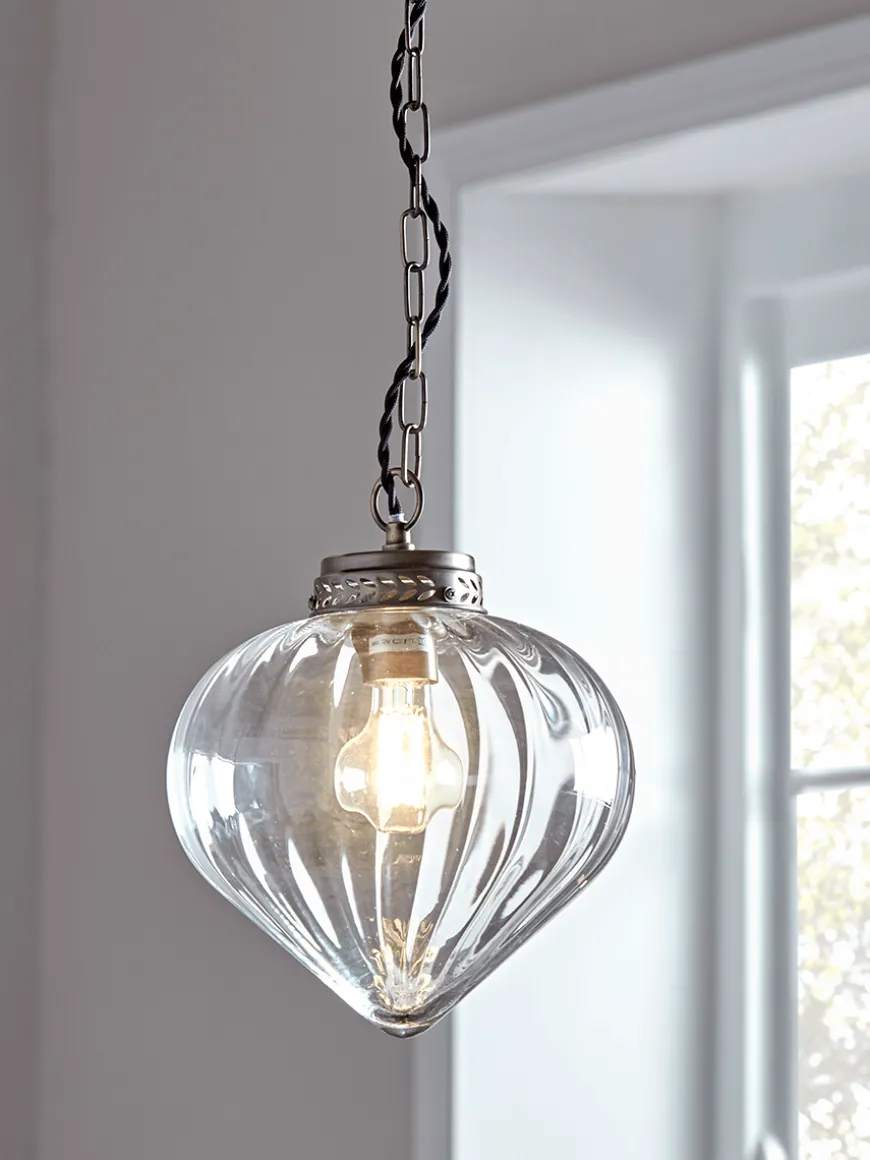 Fluted Droplet Glass Pendant