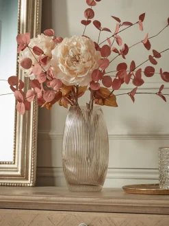 Fluted Glass Vase - Amber