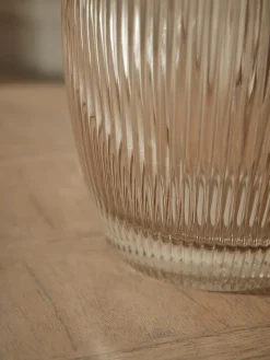 Fluted Glass Vase - Amber