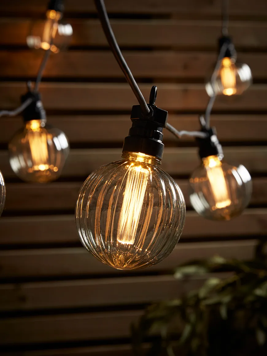Fluted Globe Festoon Lights - Clear