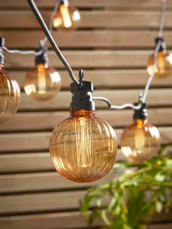 Fluted Globe Festoon Lights - Amber