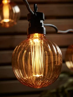 Fluted Globe Festoon Lights - Amber