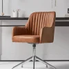 Fluted Leather Swivel Chair - Tan