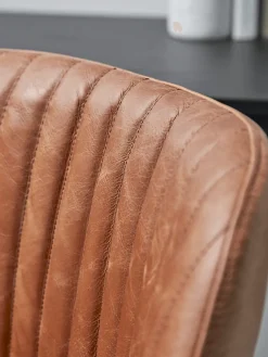 Fluted Leather Swivel Chair - Tan