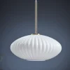 Fluted Milky Glass Pendant - Oval