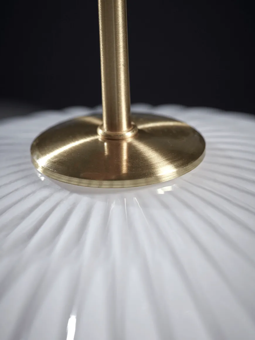 Fluted Milky Glass Pendant - Oval
