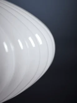 Fluted Milky Glass Pendant - Oval