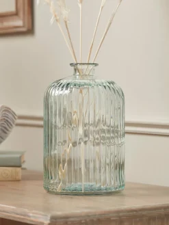 Fluted Recycled Glass Bottle Vase