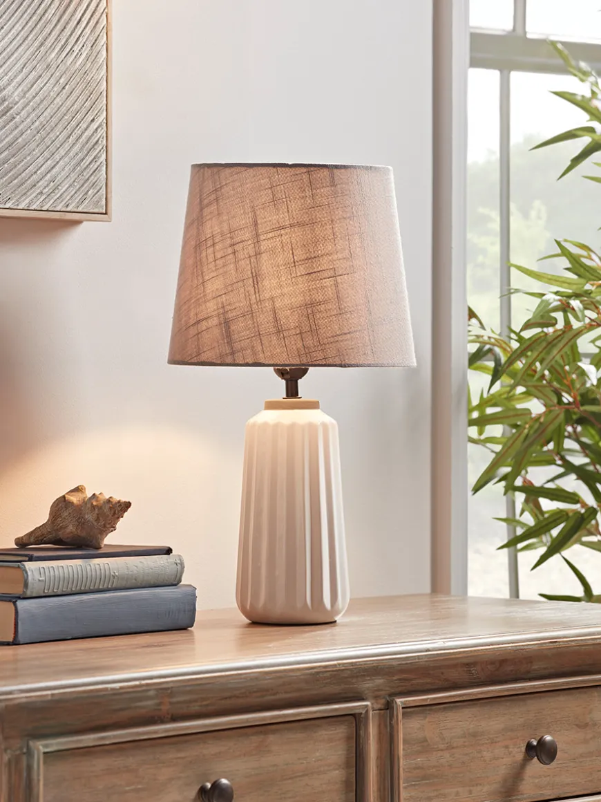 Fluted White Table Lamp