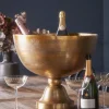 Footed Antique Brass Wine Cooler