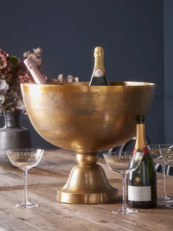Footed Antique Brass Wine Cooler