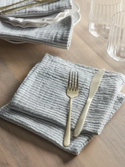 Four Cotton Napkins - Blue Stripe