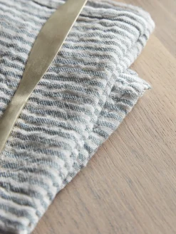 Four Cotton Napkins - Blue Stripe