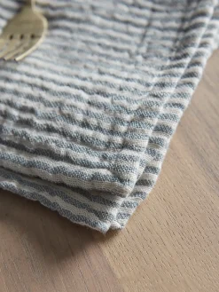 Four Cotton Napkins - Blue Stripe