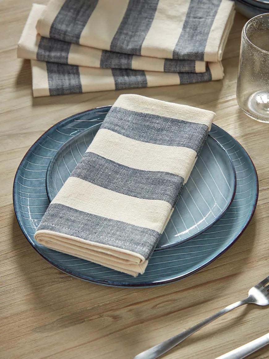 Four Cotton Napkins - Nautical Stripe
