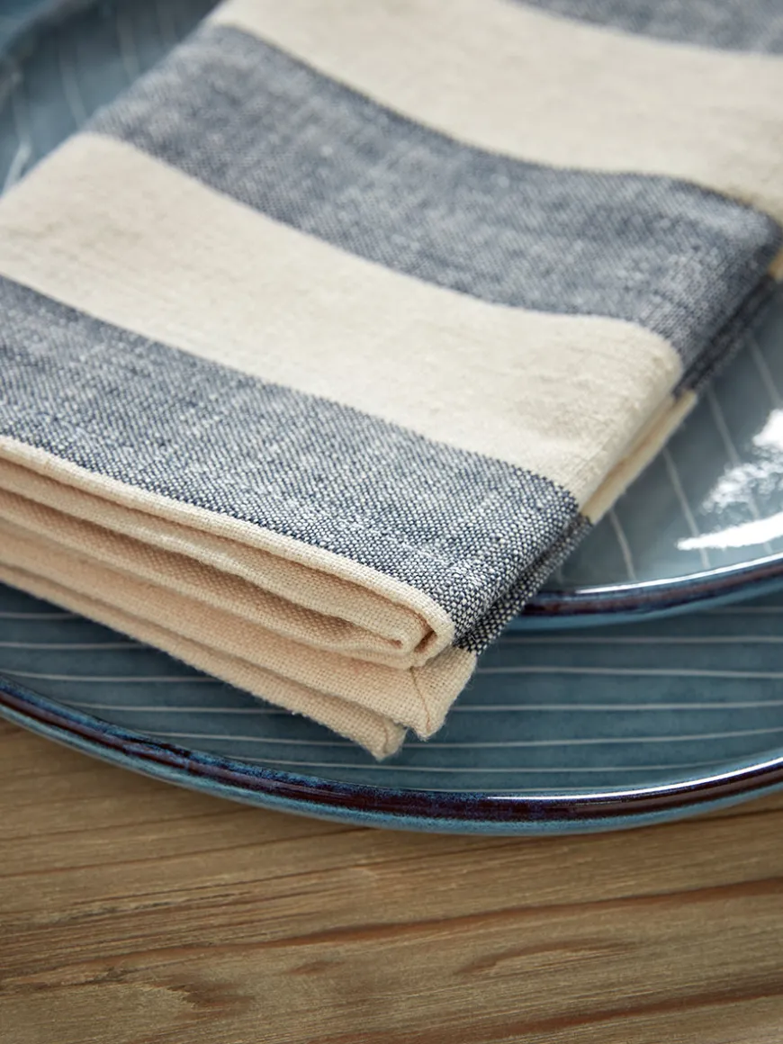 Four Cotton Napkins - Nautical Stripe