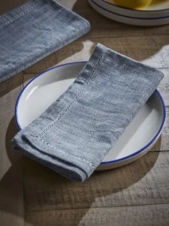 Four Cotton Napkins - Slate Blue