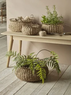 Four Decorative Seagrass Planters