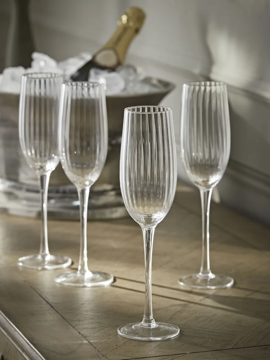 Four Fluted Champagne Flutes