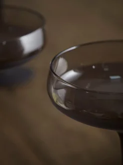 Four Frosted Black Martini Glasses