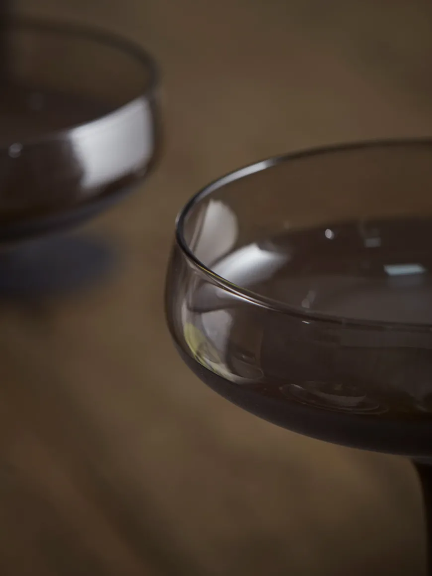 Four Frosted Black Martini Glasses